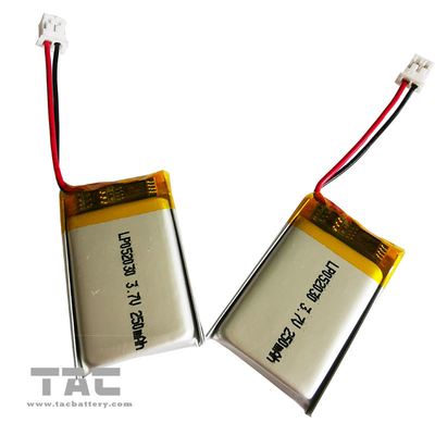 Bateria de Lipo do lítio do polímero de LP052030 3.7V 250mAh recarregável para Bluetooth