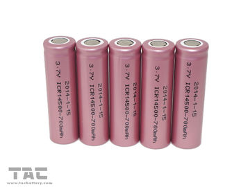 Pilha ICR14500 cilíndrica do íon do lítio das baterias recarregáveis 700mAh do AA