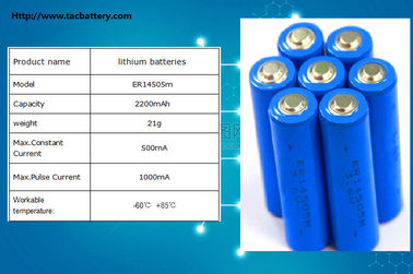 bateria LiSOCl2 de 3.6V AA ER14505 14500 com de alta capacidade para o amperímetro, medidor de gás