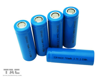Bateria cilíndrica LIR14430 700mAh do íon recarregável do lítio para iluminar-se