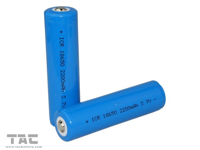 Lítio Ion Cylindrical Battery 2200mAh de LIR18650 3.7v com densidade de alta energia para a luz do diodo emissor de luz