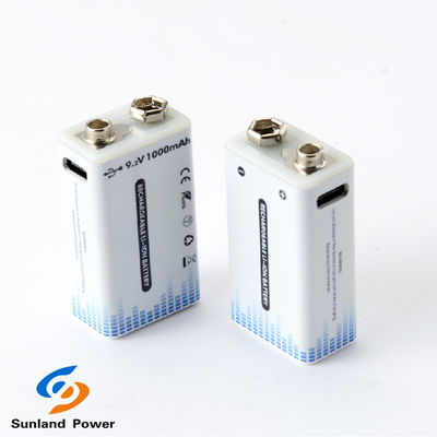 9V Bateria recarregável de íons de lítio Conector portátil USB C / Tipo C