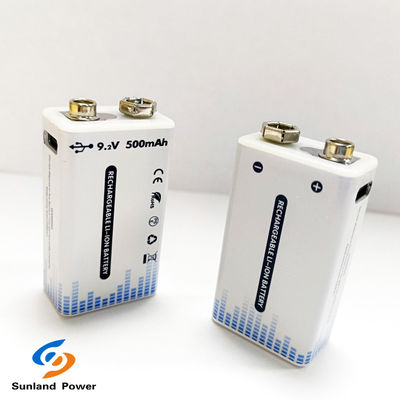 9V Bateria recarregável de íons de lítio Conector portátil USB C / Tipo C