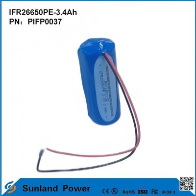 IFR26650PE-3.4Ah 3.2V LiFePO4 Célula de bateria para luz solar Lâmpada de lanterna Círculo de vida 2000 vezes