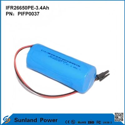 IFR26650PE-3.4Ah 3.2V LiFePO4 Célula de bateria para luz solar Lâmpada de lanterna Círculo de vida 2000 vezes
