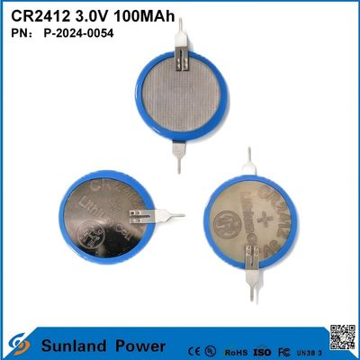 CR2412 3.0V 100MAH Li-MnO2 Bateria de longa duração