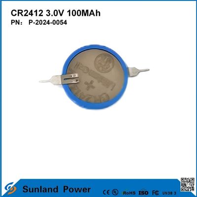 CR2412 3.0V 100MAH Li-MnO2 Bateria de longa duração