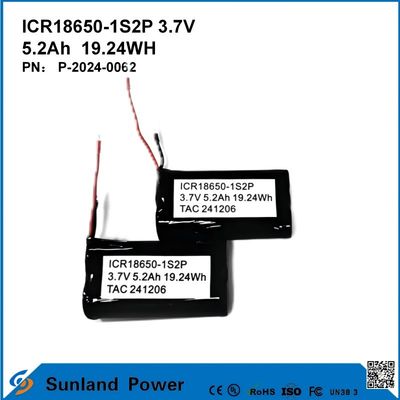 ICR18650-1S2P 3.7V 5.2AH 19.24WH Bateria recarregável