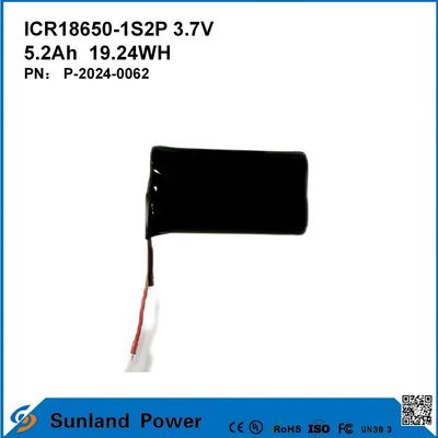 ICR18650-1S2P 3.7V 5.2AH 19.24WH Bateria recarregável