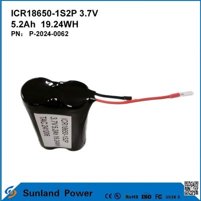 ICR18650-1S2P 3.7V 5.2AH 19.24WH Bateria recarregável