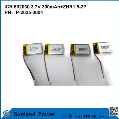 602030 3.7V 300mAh + ZHR1.5-2P Bateria de Design Ultra-fina Compatibilidade flexível Para Vários Pequenos Dispositivos Inteligentes Bluetooth Fones de Ouvido Dispositivos Vestíveis E Equipamentos Médicos Portáteis
