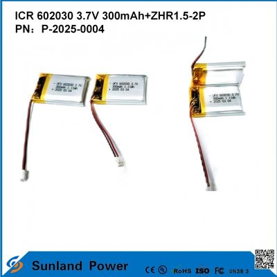 602030 3.7V 300mAh + ZHR1.5-2P Bateria de Design Ultra-fina Compatibilidade flexível Para Vários Pequenos Dispositivos Inteligentes Bluetooth Fones de Ouvido Dispositivos Vestíveis E Equipamentos Médicos Portáteis