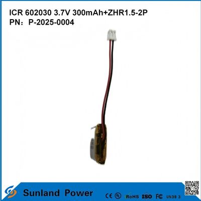 602030 3.7V 300mAh + ZHR1.5-2P Bateria de Design Ultra-fina Compatibilidade flexível Para Vários Pequenos Dispositivos Inteligentes Bluetooth Fones de Ouvido Dispositivos Vestíveis E Equipamentos Médicos Portáteis