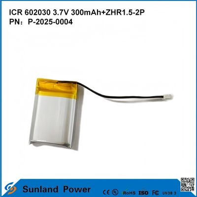 602030 3.7V 300mAh + ZHR1.5-2P Bateria de Design Ultra-fina Compatibilidade flexível Para Vários Pequenos Dispositivos Inteligentes Bluetooth Fones de Ouvido Dispositivos Vestíveis E Equipamentos Médicos Portáteis