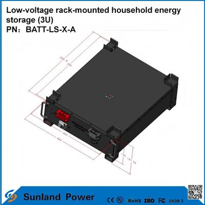 3U Baixa Tensão Controle Inteligente Casa Armazenamento de Energia All-in-One Butler LiFePO4 51.2V 50A 5120Wh16S1P Bateria LFP prismática com casca de alumínio 3.2V / 100Ah vida de ciclo de 4000 ciclos