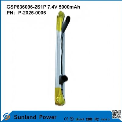 Bateria recarregável de íons de lítio GSP636096-2S1P 7.4V E 5000mAh Para bancos de energia Aparelhos eletrônicos externos Lâmpada de mão Iluminação Equipamento eletrônico pequeno