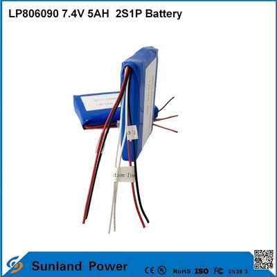 7.4V 5AH LP806090 2S1P Baterias de íons de lítio de polímero com função I2C com indicador de combustível