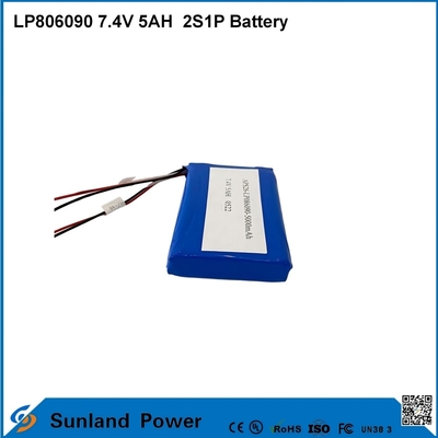 7.4V 5AH LP806090 2S1P Baterias de íons de lítio de polímero com função I2C com indicador de combustível