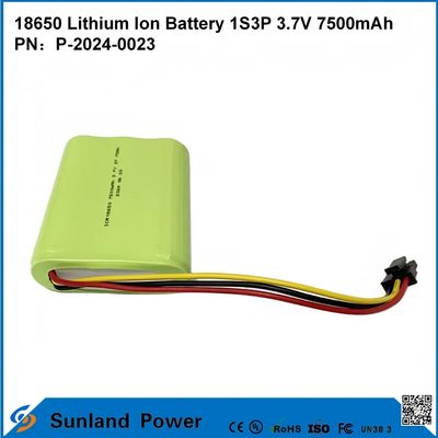 Bateria de íon de lítio 18650 1S3P 3,7V 7500mAh