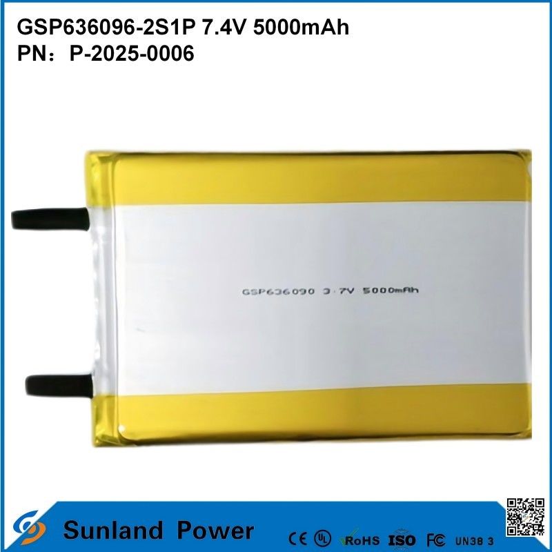 Bateria recarregável de íons de lítio GSP636096-2S1P 7.4V E 5000mAh Para bancos de energia Aparelhos eletrônicos externos Lâmpada de mão Iluminação Equipamento eletrônico pequeno