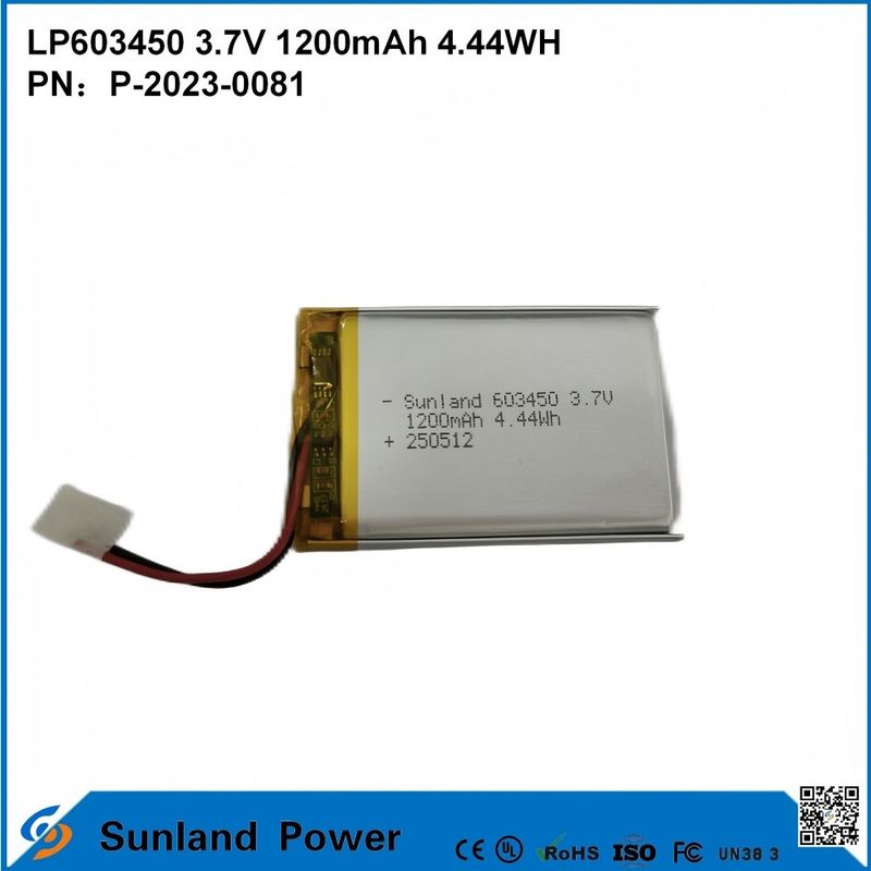 GP603450 Célula para eletrônicos de consumo e aplicações médicas 1200mAh 3.7V UL & UN38.3 Certificado em estoque e personalizável