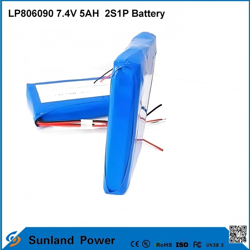 7.4V 5AH LP806090 2S1P Baterias de íons de lítio de polímero com função I2C com indicador de combustível