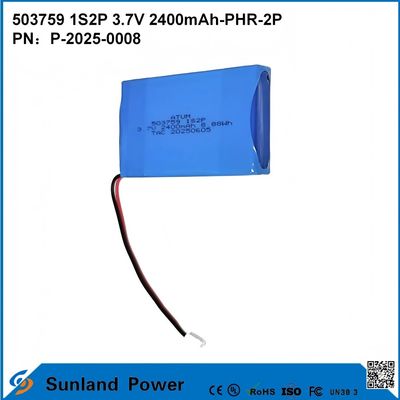ICR503759 1S2P 3.7V 2400mAh-PHR-2P Ultimate Power Pack para bateria eletrônica portátil