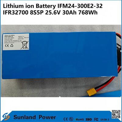 IFM Pro 25.6V 30Ah Bateria Industrial   Powered by IFR32700 Cells, 8S5P, 768Wh. Construído para AGVs, Robôs e Armazenamento Solar.