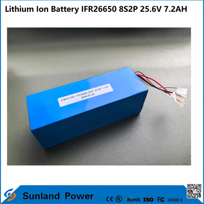 A bateria IFR26650 8S2P 25,6 V 7,2 Ah LiFePO₄ é amplamente utilizada em sistemas de rastreamento solar, fontes de alimentação de backup de telecomunicações, instrumentos portáteis e AGVs compactos