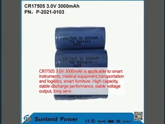 CR17505 3.0V 3000mAh é aplicável a instrumentos inteligentes, equipamento médico, transporte e logística, móveis inteligentes.Serviço longo