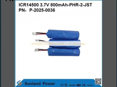 ICR14500 3.7V 800mAh-PHR-2-Fio de 10mm JST
