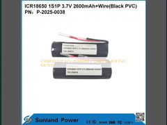 ICR18650 1S1P 3.7V 2600MAH + CABLO (PVC NEGRO)