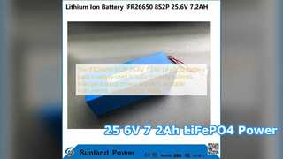 Bateria de IFR26650 8S2P 25.6V 7.2Ah LiFePO4